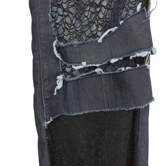 Lileth Couture Banana Republic Denim Lace & Mesh Jeans Pants One of a Kind - Picture 11 of 11